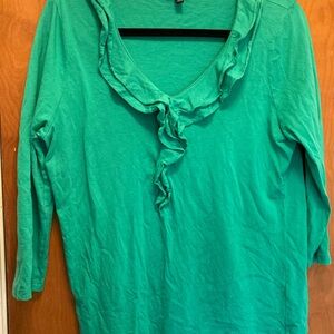 Women's Green Ruffle Top